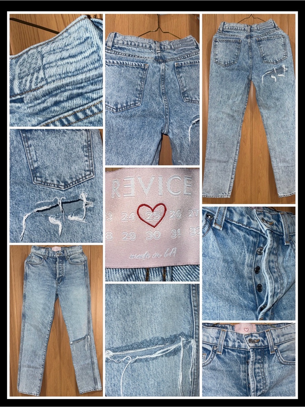 REVICE Light Blue Distressed Straight Leg Jeans